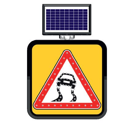 Kaygan Yol Trafik İşareti Tabelası Güneş Enerjili Ledli Solar Trafik Levhası