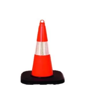 50 cm Ağırlıklı Trafik Konisi (Plastik Reflektörlü)