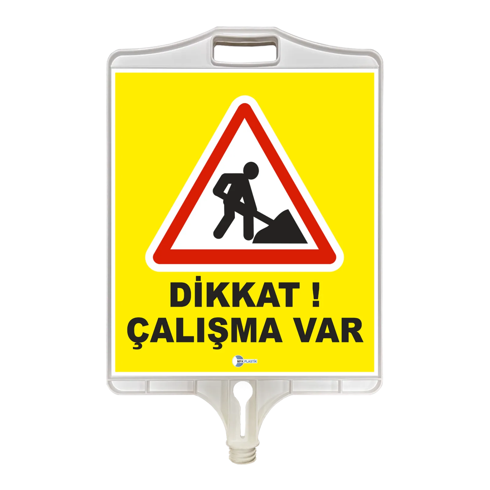 Dikkat Çalışma Var Dikdörtgen Plastik Levha (Çift Taraflı)