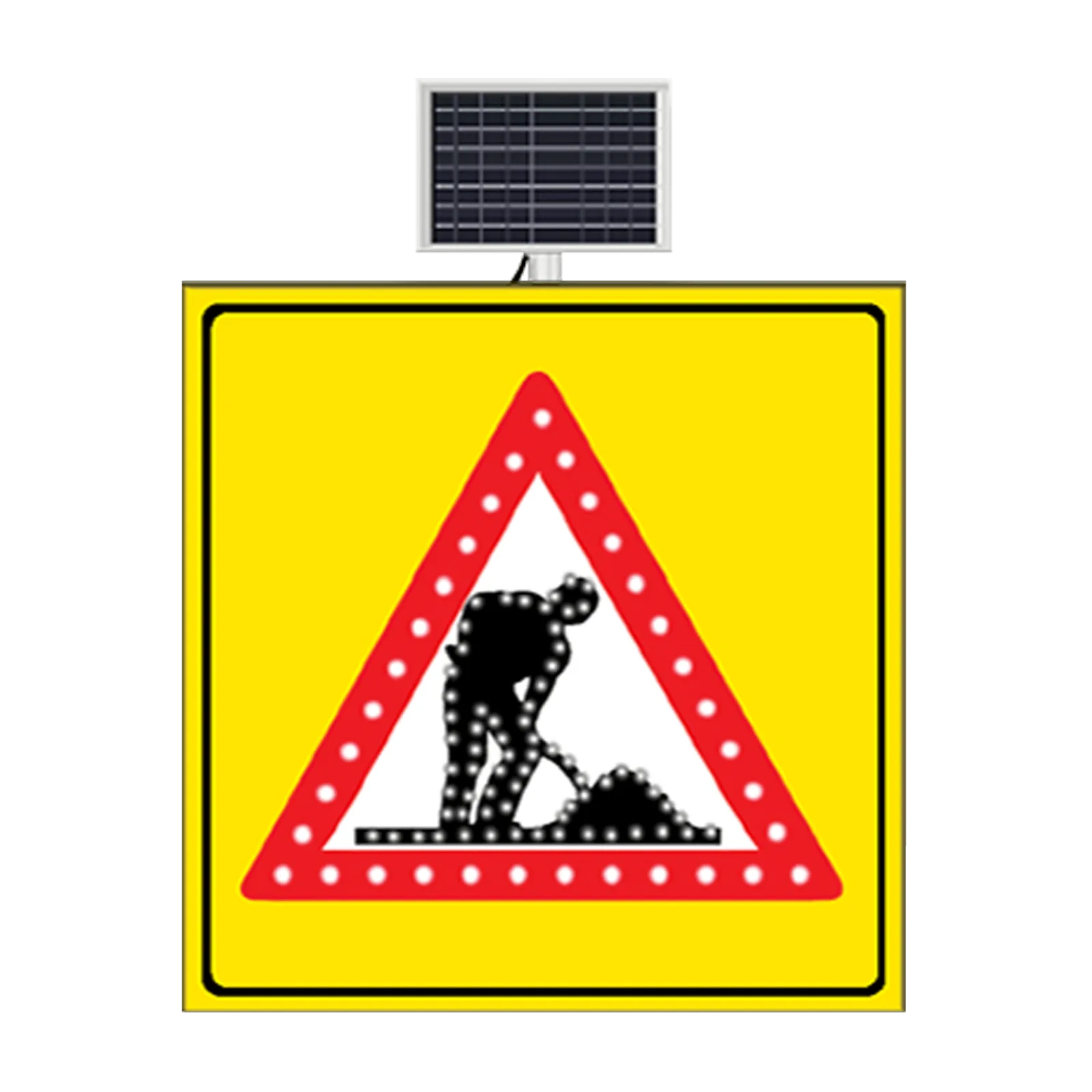 Yolda Çalışma Var Trafik İşareti Güneş Enerjili Ledli Çalışma Var Levhası