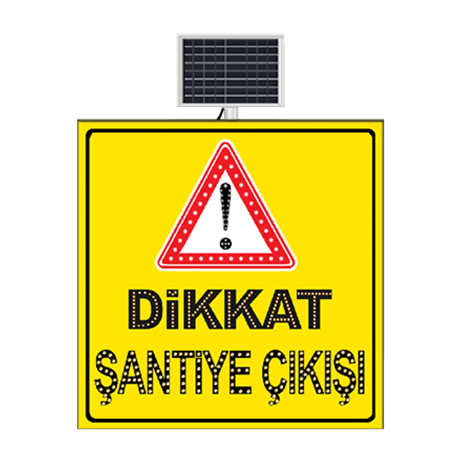 Dikkat Şantiye Çıkışı Araç Çıkabilir Güneş Enerjili Ledli Levhası