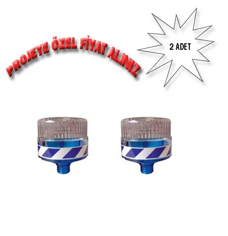 Güneş Enerjili Solar Ledli Flaşör Mavi (11821 FL M) 2'li