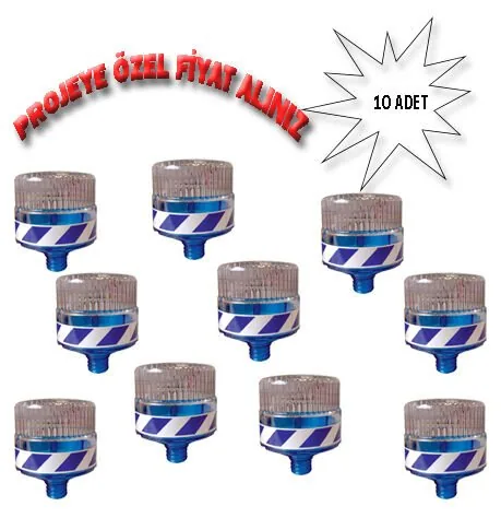 Güneş Enerjili Solar Ledli Flaşör Mavi (11821 FL M) 10'lu